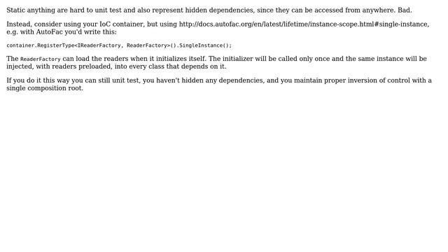 Software Engineering: Factory needs list of available objects. Should it be static or not? смотреть онлайн
