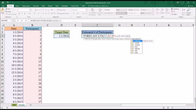 FORECAST.ETS Function (Exponential Triple Smoothing) In Excel