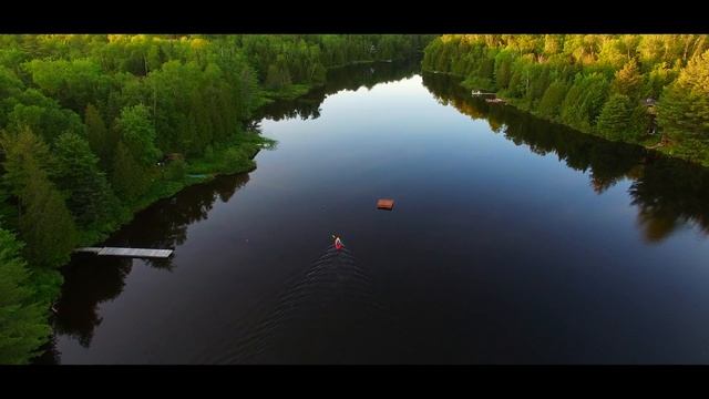 Areal Drone Footage Of Kayaking In The  Mont Tremblant Region