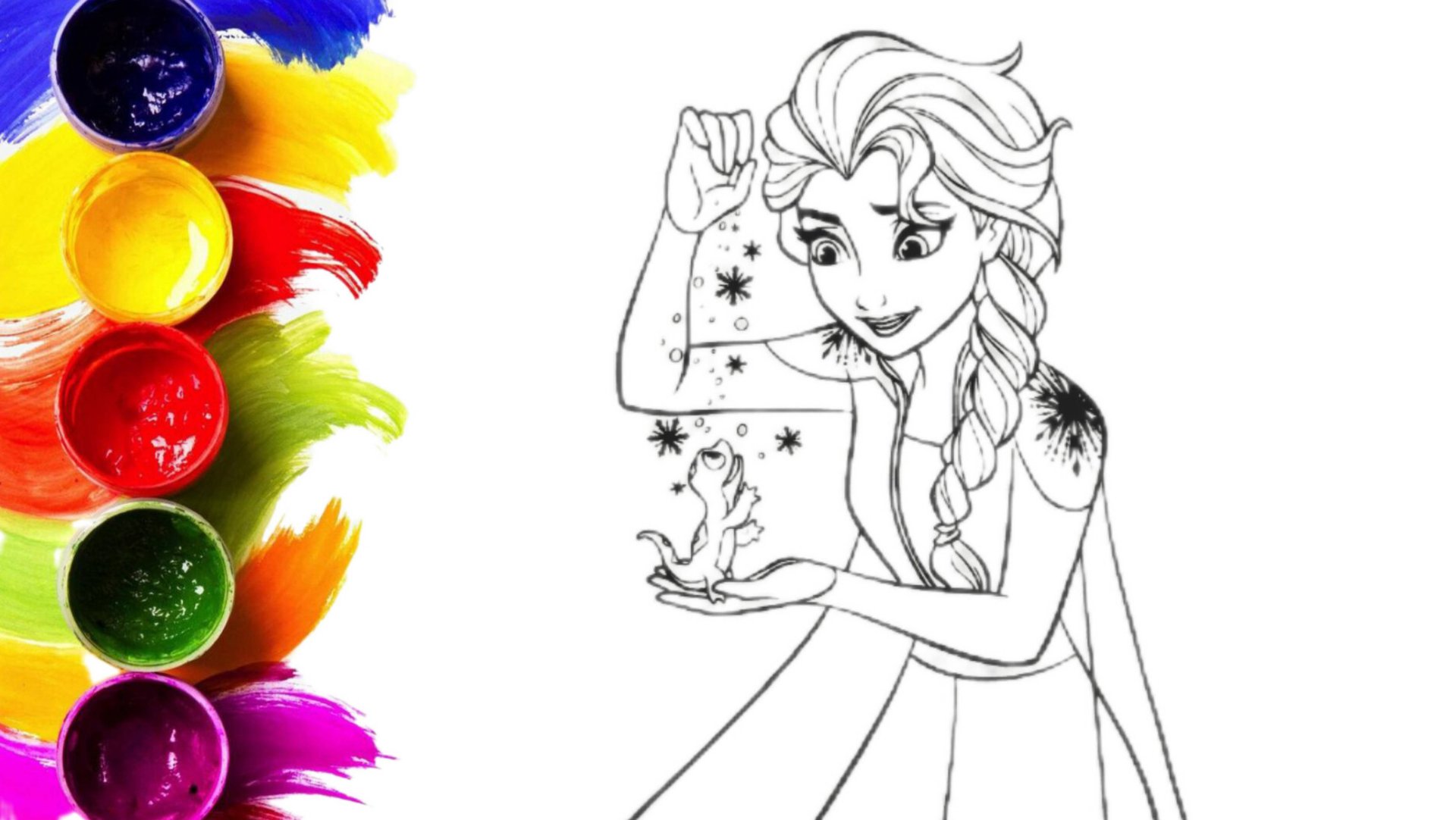 Принцесса Эльза и ящерица Бруни рисунки для срисовки, раскраска для детей смотреть онлайн