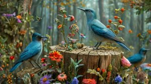 Сойки прилетели на кормушку