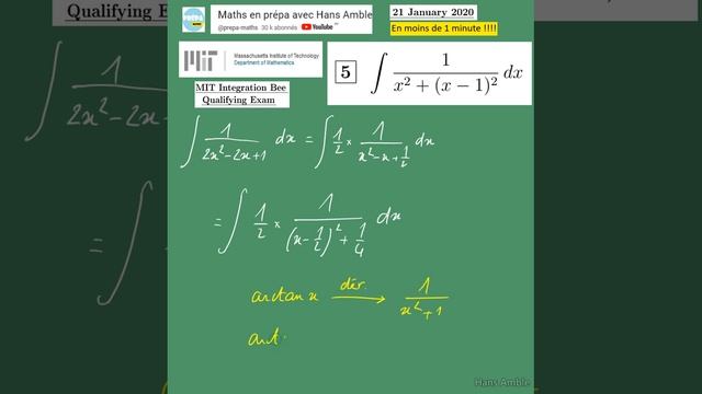 🐝MIT - Integration Bee 2020 qualifying exam -problem 5 -mathématiques - arctan смотреть онлайн