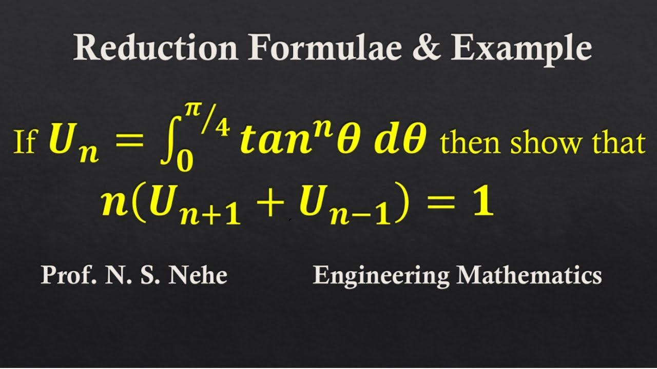 Reduction integral of tan^n x dx from 0 to pi/4 | reduction formula for tan^n x | n(Un+1 + Un-1)=1 смотреть онлайн