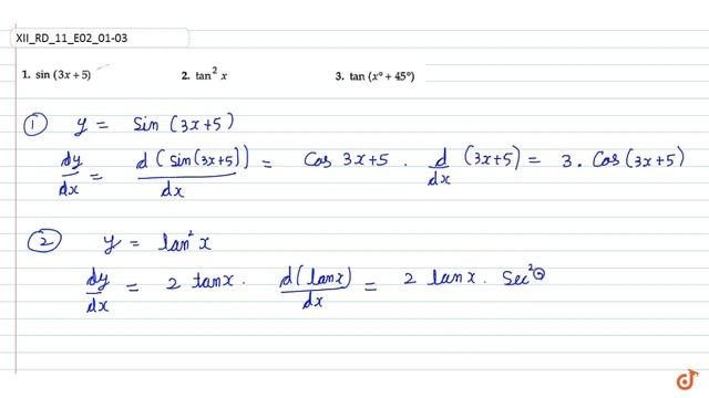 Differentiate the following functions with respect to `sin(3x+5)` смотреть онлайн