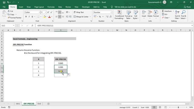 Excel ERF PRECISE Function