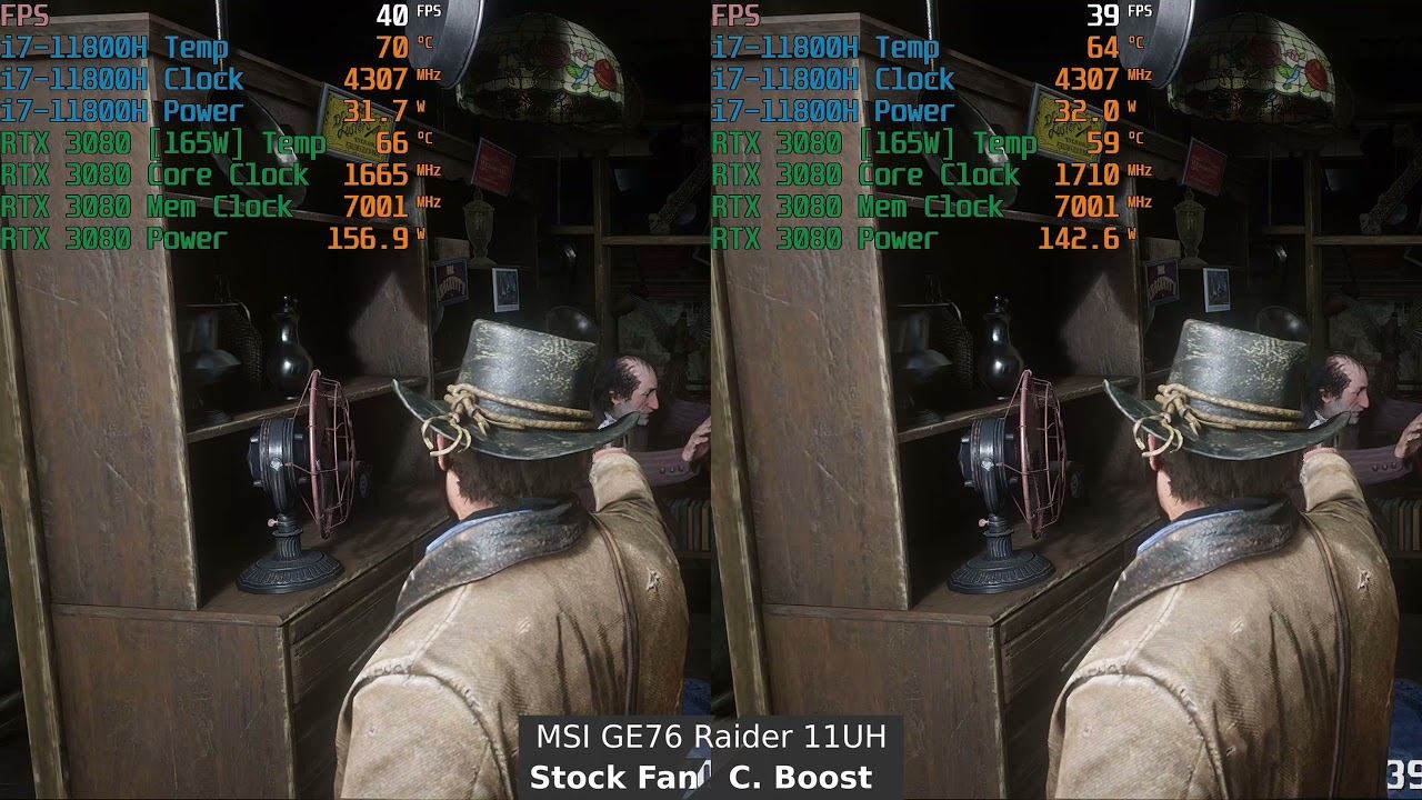📊 Gaming on Stock Fan VS Cooler Boost - Red Dead Redemption 2 (MSI GE76 Raider 11UH RTX 3080 165W) смотреть онлайн