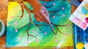 Рисуем цветущую ветку. Обучающий МАСТЕР-КЛАСС по ГУАШИ для детей от 5 лет.