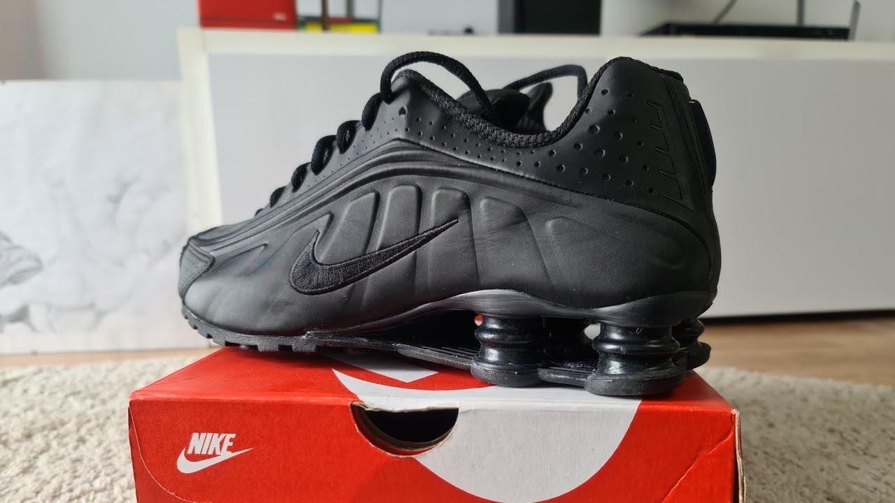 NIKE SHOX R4 Black/black Black-white ☆Unboxing☆ Review