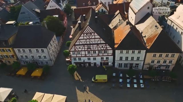 Город Günzburg. Вид с птичьего полета. Города Баварии смотреть онлайн
