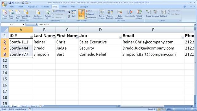 Data Analysis in Excel 9 - Filter Data Based on The Frist, Last, or Middle Values in a Cell in Exce смотреть онлайн
