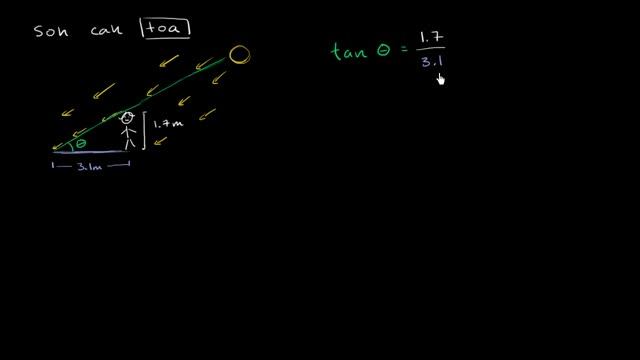 Angle of sun with the ground based on shadow | Trigonometry | Khan Academy смотреть онлайн