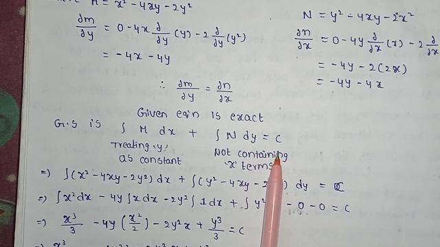 (x^2-4xy-2y^2)dx+(y^2-4xy-2x^2)dy=0 ||Exact differential equation ||#exactdifferentialequation смотреть онлайн