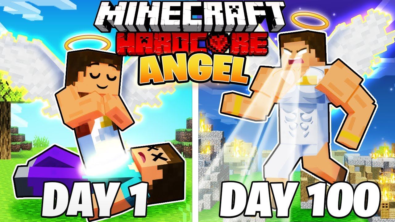 I Survived 100 DAYS as an ANGEL in HARDCORE Minecraft! смотреть онлайн