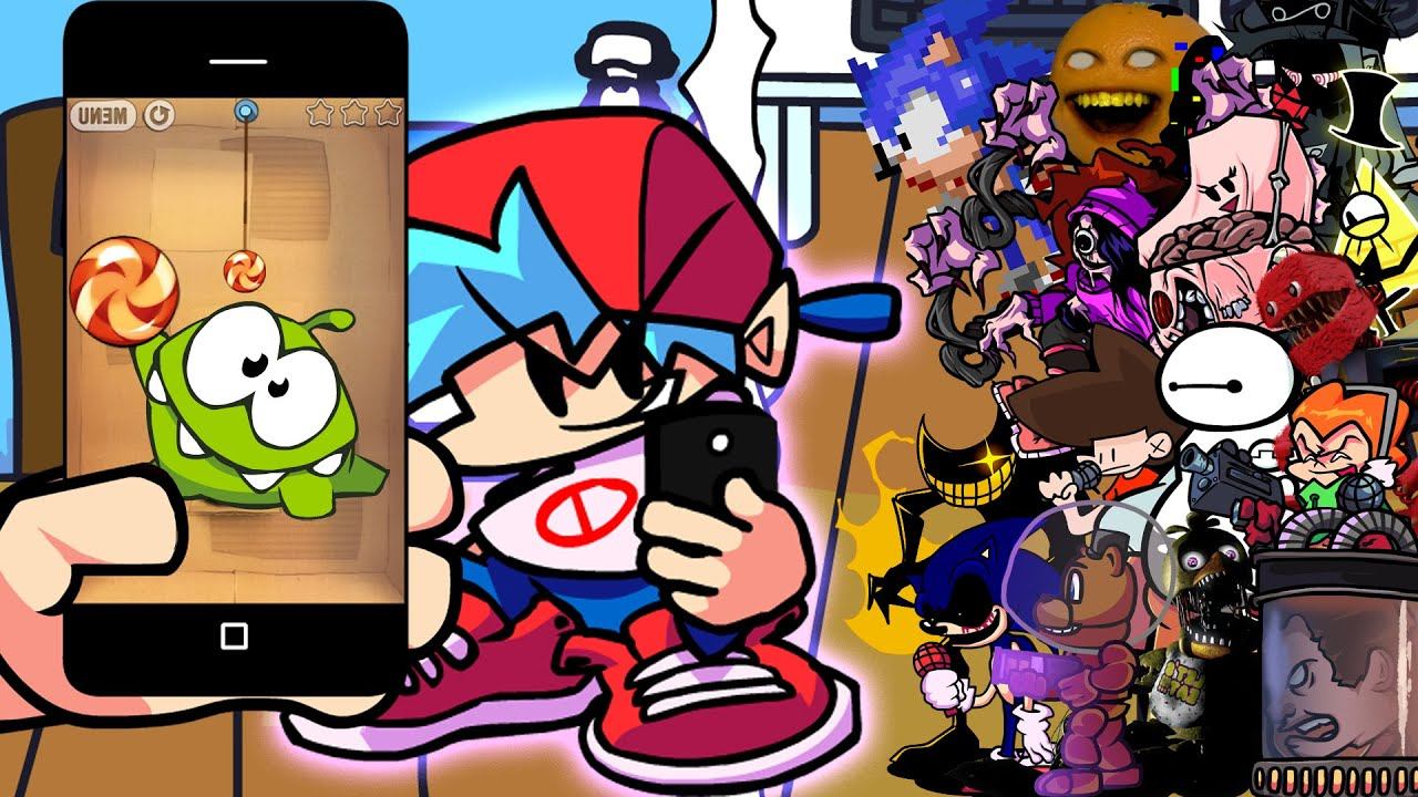 FNF Cutting Ropes (VS OmNom) - But ALL The Characters Sing Together 🎤 Cut The Rope (Merry Christmas