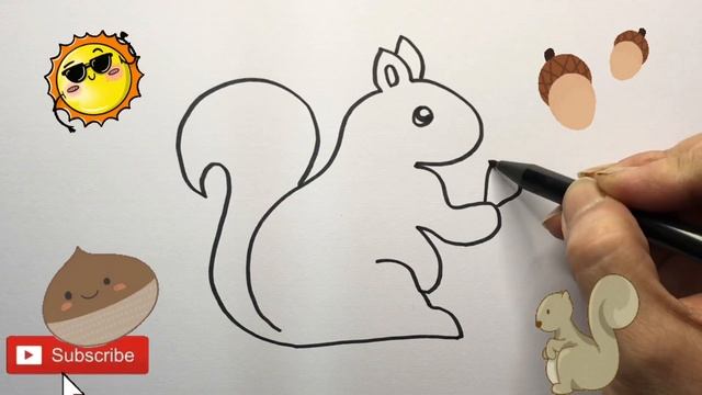 How To Draw a Cute Squirrel | Bolalar uchun sincap rasm chizish | рисуем белку для детей смотреть онлайн