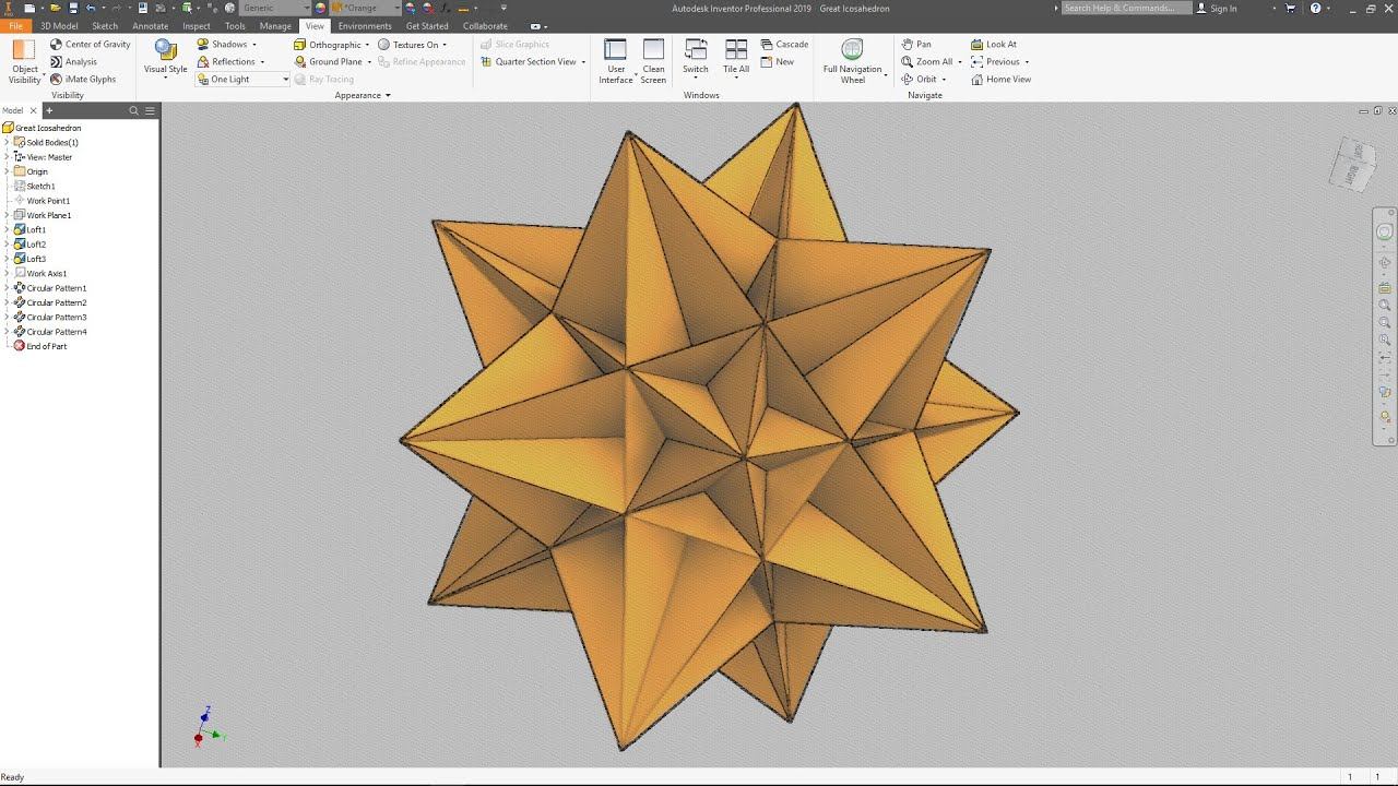 Great Icosahedron - Autodesk Inventor смотреть онлайн