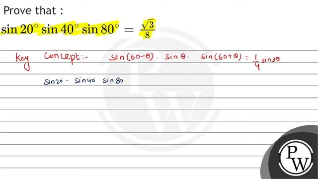 Prove that : \( \sin 20^{\circ} \sin 40^{\circ} \sin 80^{\circ}=\frac{\sqrt{3}}{8} \) смотреть онлайн