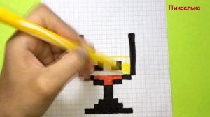 Как Рисовать Кавайный Тропический Коктейль по Клеточкам ♥ Рисунки по Клеточкам