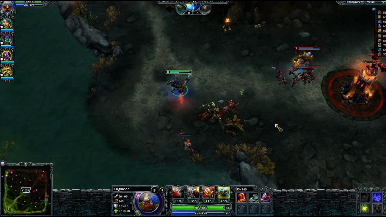 Heroes of Newerth Герой Инженер и его мины смотреть онлайн