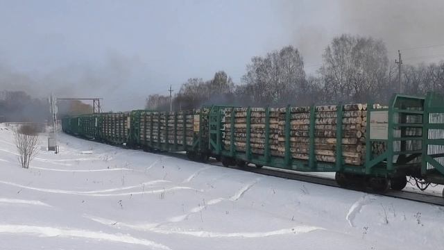 "Знатно надымил". 2ТЭ116К-1107 с грузовым поездом смотреть онлайн