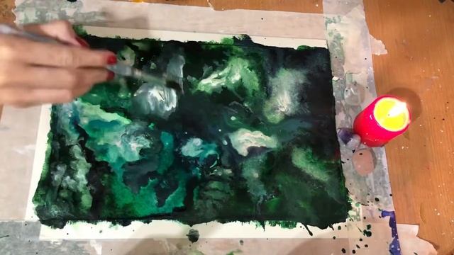 ART-процесс #5: Путешествие по Вселенной. Акварельный изумрудный космос✨ смотреть онлайн