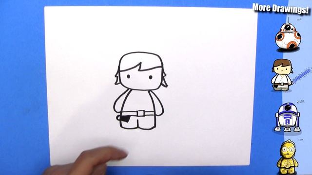 How To Draw Cute Cartoon Luke Skywalker - EASY Chibi - Step By Step Kawaii смотреть онлайн