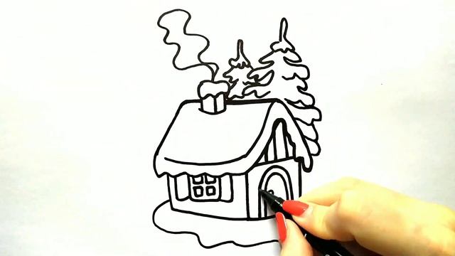 Как нарисовать ДОМ ЗИМОЙ/ Мультик раскраска ДОМ / Нарисуй Ка смотреть онлайн