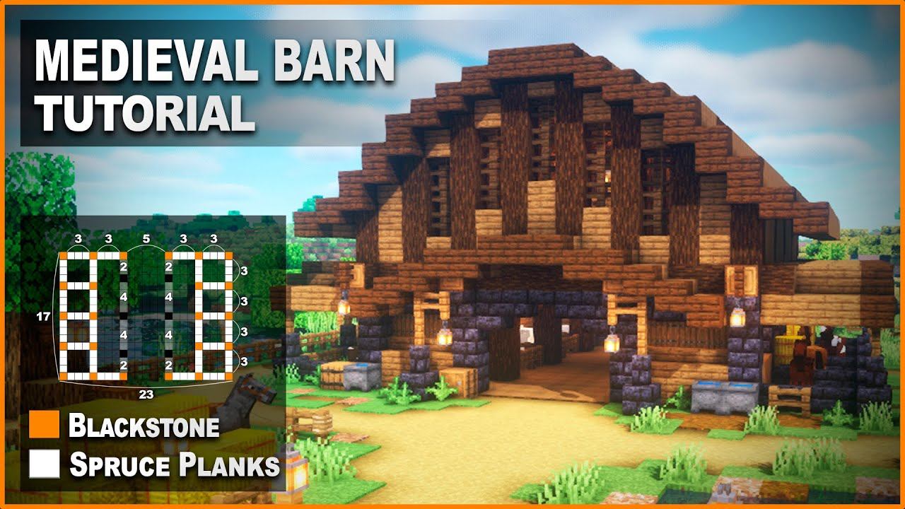 Minecraft: How to build a Aesthetic Medieval Barn | Tutorial 1.17 смотреть онлайн