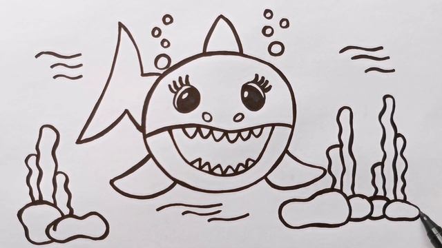 Как нарисовать МАМУ АКУЛЕНКА / Мультик раскраска Baby Shark / Нарисуй Ка смотреть онлайн