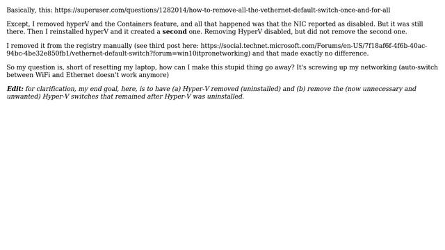 Cannot remove HyperV vEthernet (Default Switch) (2 Solutions!!) смотреть онлайн