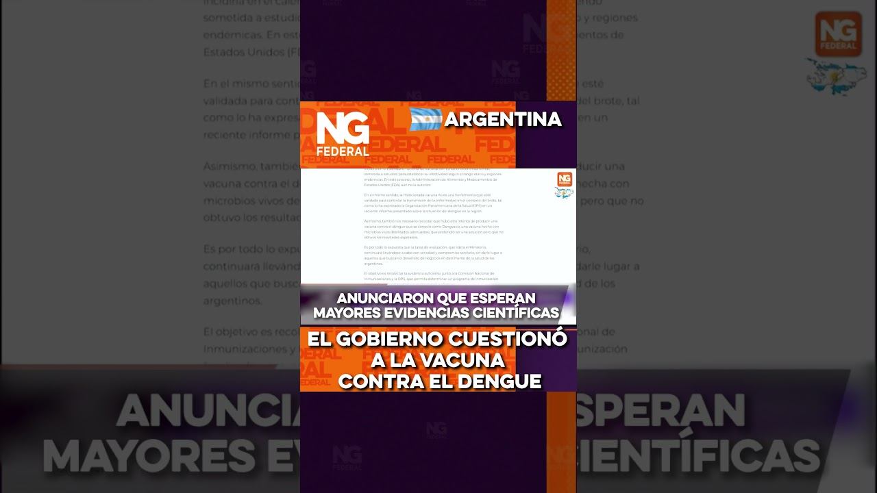 EL GOBIERNO CUESTIONÓ A LA VACUNA CONTRA EL DENGUE смотреть онлайн