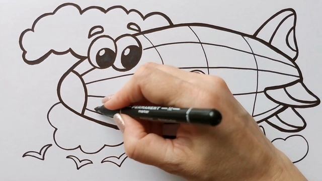 Как нарисовать АЭРОПЛАН / раскраска для детей / Нарисуй Ка смотреть онлайн