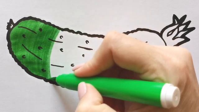 Как нарисовать ОГУРЕЦ / раскраска для детей / Нарисуй Ка смотреть онлайн