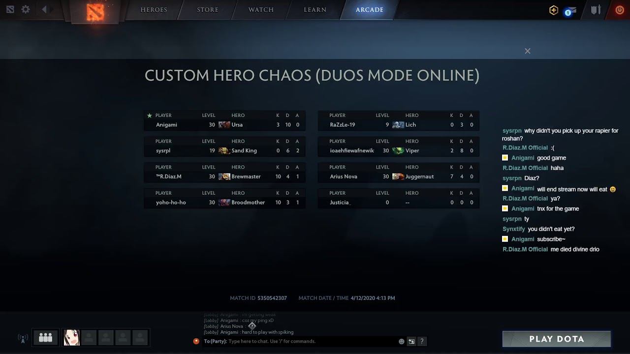 Dota 2 - Custom Hero Chaos - Duos Live смотреть онлайн