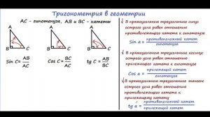 ТРИГОНОМЕТРИЯ В ГЕОМЕТРИИ 8 КЛАСС
