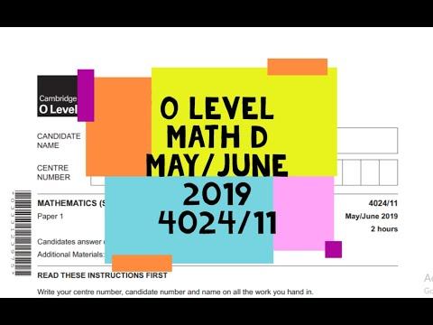 O Level Math D Paper 1 4024/11 May/June 2019 смотреть онлайн