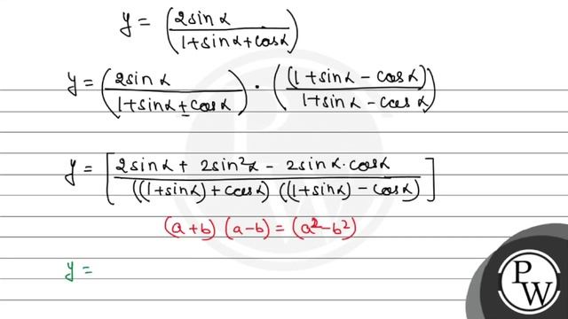 If \( \frac{2 \sin \alpha}{\{1+\cos \alpha+\sin \alpha\}}=y \), then \( \frac{\{1-\cos \alpha+\s... смотреть онлайн