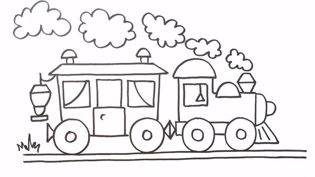 Как нарисовать ПАРОВОЗ / раскраска для детей / Нарисуй Ка смотреть онлайн