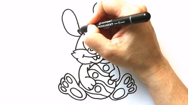 Как нарисовать ЗАЙЦА С ПАСХАЛЬНЫМ ЯЙЦОМ / раскраска для детей / Нарисуй Ка смотреть онлайн