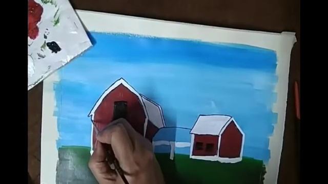 Easy Farm House Painting || For Beginners || By Nita's Art смотреть онлайн