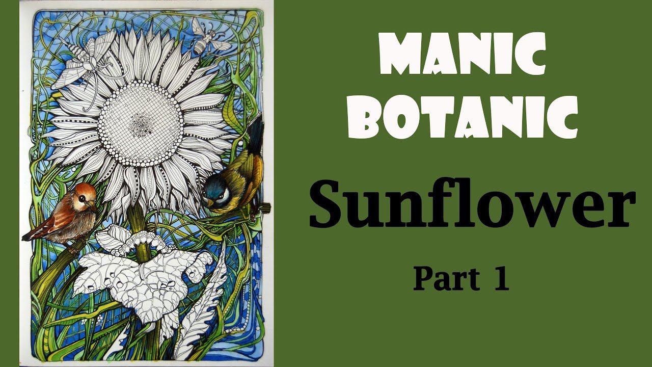 Sunflower and birds. Part 1 #Coloring in 'Manic Botanic' #adultcoloring #раскрашиваю #манияботаника смотреть онлайн