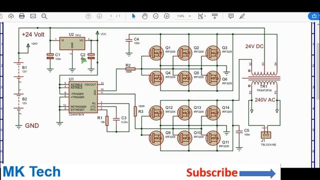 CD4047 Power Inverter With IRF3205 Power MOSFETs
