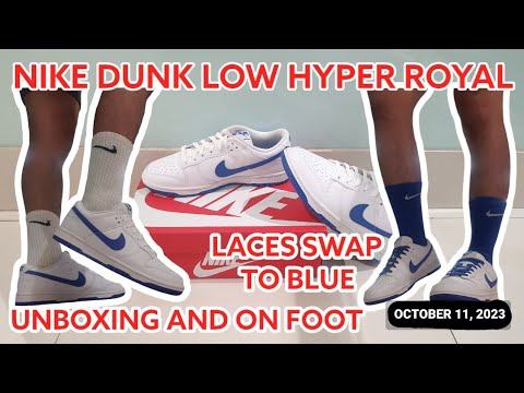 Nike Dunk Low Hyper Royal Unboxing and On Foot | Laces Swap to Blue смотреть онлайн