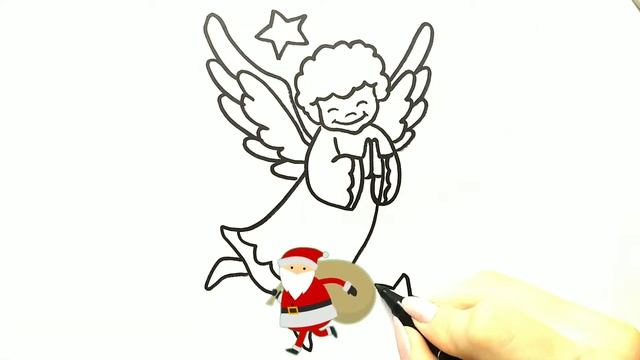 Как нарисовать РОЖДЕСТВЕНСКОГО АНГЕЛА / Мультик раскраска АНГЕЛ / Нарисуй Ка смотреть онлайн