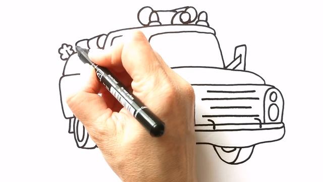 Как нарисовать ПОЖАРНУЮ МАШИНУ / раскраска для детей / Нарисуй Ка смотреть онлайн