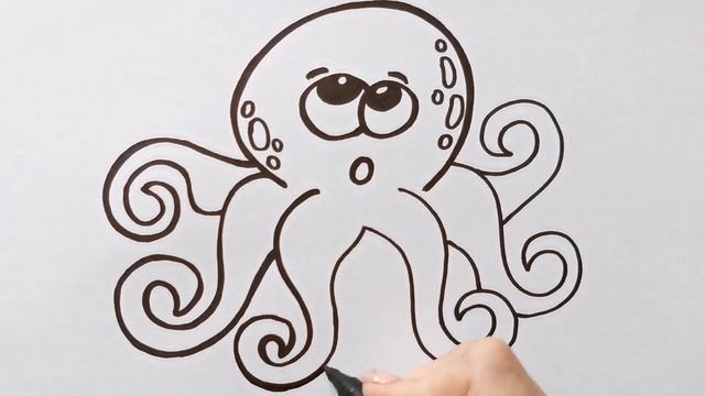 Как нарисовать ОСЬМИНОГА / раскраска для детей / Нарисуй Ка смотреть онлайн