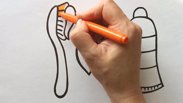 Как нарисовать ЗУБНЫЕ ПРИНАДЛЕЖНОСТИ / ЗУБ, ЗУБНЫЕ ЩЕТКА И ПАСТА / раскраска для детей / Нарисуй Ка смотреть онлайн