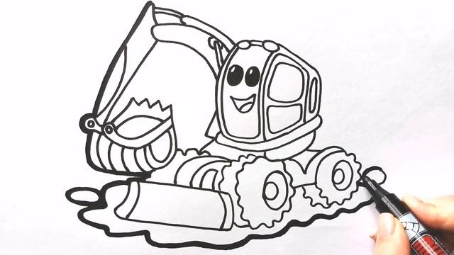 Как нарисовать ЭКСКАВАТОР / раскраска для детей / Нарисуй Ка смотреть онлайн