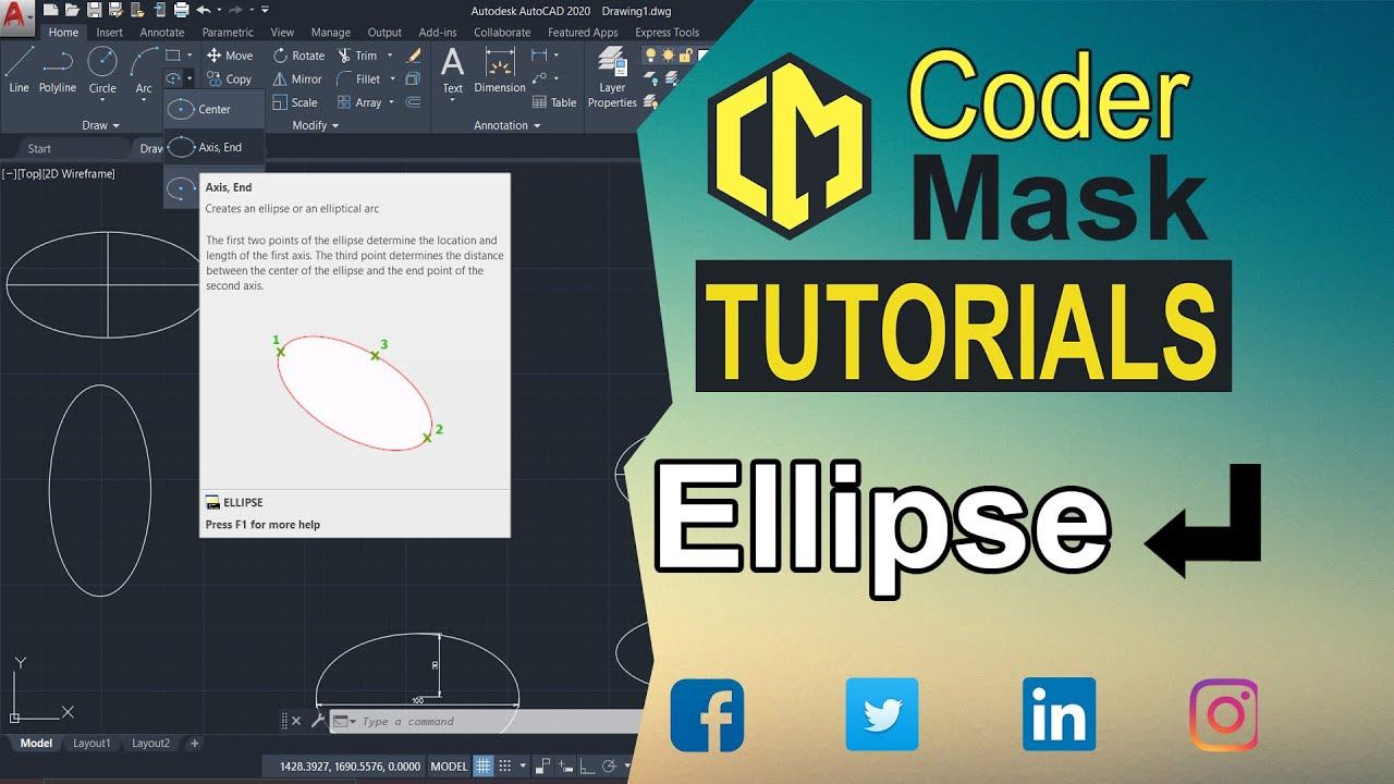 AutoCAD Tutorial [Part 08] - Ellipse Command | How to draw Ellipse | Hindi смотреть онлайн