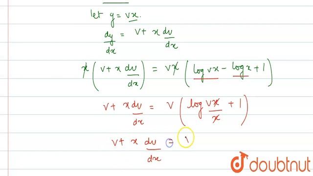 If `x(dy)/(dx)=y(log y -logx+1),` then the solution of the equation is смотреть онлайн